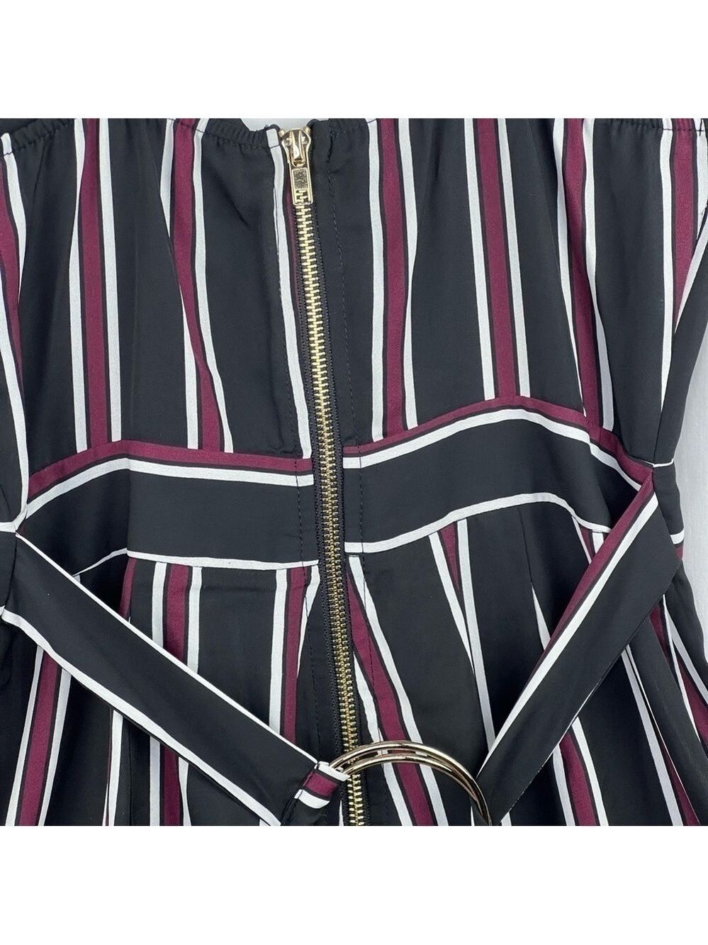 New-shop17 Vertical Striped Tie Back, Wide Leg, Flared, Strappy Jump Suit SM - Picture 10 of 12